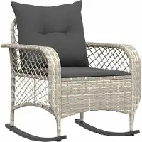 vidaXL Garten-Schaukelstuhl mit Kissen Hellgrau Poly Rattan