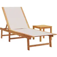 The Living Store Sonnenliege mit Tisch Grau Massivholz Akazie und Textilene
