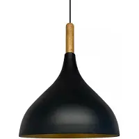 Bamyum Adash, Flammige Metall mit Holz Hängelampe Ø26 cm, E27 Lampe Wohnzimmer, Lampenschirm Hängeleuchte, Deckenlampe, Wohnzimmer Pendellampe Esstischlampe