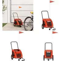 vidaXL Fahrradanhänger Hunde Orange und Grau Oxford-Gewebe und Eisen