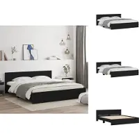 vidaXL Bettgestell mit Kopfteil Schwarz 160x200 cm