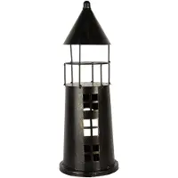 Clayre & Eef Dekoration Leuchtturm Ø 16x45 cm Schwarz Metall