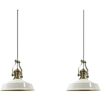 Bamyum Asletl Pendelleuchte Esstisch Gelb 2 Flammig Metall 41 cm, Hängelampe Esstisch Wohnzimmer, Hängelampe Industrial Vintage, Küchenlampe Vintage - Weiß