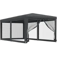 The Living Store Partyzelt mit 6 Mesh-Seitenwänden Anthrazit 3x6 m HDPE