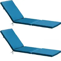 Oviala Business Lot 2 Kissen Sonnenliege Polyester blau 186 x 53 x 5 cm