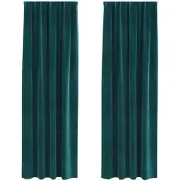 vidaXL Verdunkelungsvorhänge 2 pcs Dunkelgrün 140 x 245 cm Samt