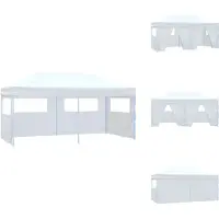vidaXL Profi-Partyzelt Faltbar mit 4 Seitenwänden 3×6m Stahl Weiß - Pavillons & Partyzelte