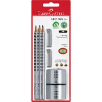 Faber-Castell - Grip 2001 - 3 graphite pencils silver blister (117098)