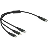 DeLOCK USB Ladekabel 3 in 1 USB Type-C zu Lightning / Micro USB / USB Type-C 30 cm, 0,3 m, USB C, USB C/Micro-USB B/Lightning, USB 2.0, Schwarz