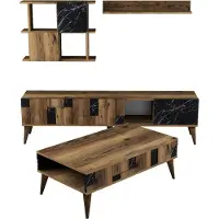 Skye Decor , Madrid - Black, Wohnzimmermöbel-Set, Nussbaum, 100 % MELAMINBESCHICHTETE SPANPLATTEN, 180 x 33,8 x 48,6 cm