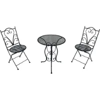 Axi Eloise Bistroset 3-teilig aus Metall Gestanzt in Anthrazit | Bistrotisch mit 2 Stühlen | Bistro Gartenmöbel Set für Garten / Balkon / Terrasse | Balkonset / Sitzgruppe
