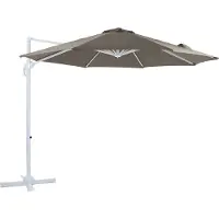 Axi Marisol Ampelschirm Rund Ø 300 cm in Weiß / Taupe | Runder Sonnenschirm für Garten / Terrasse mit Aluminium Rahmen | Inkl. Kreuzfuß & Schutzhülle