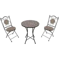 Axi Amélie Bistroset 3-teilig mit Mosaik Blumen Rosa | Bistrotisch mit 2 Stühlen | Bistro Gartenmöbel Set für Garten / Balkon / Terrasse | Balkonset / Sitzgruppe