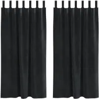 vidaXL Vorhänge 2 Stk Schwarz 140 x 175 cm Samt 4107174