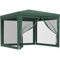 The Living Store Partyzelt mit 4 Mesh-Seitenwänden Grün 3x3 m HDPE