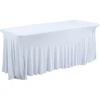 Oviala Business Elastischer Bezug weiß für Klapptisch 180cm -