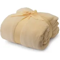 Lumaland Sofa Kuscheldecke mit Ärmeln + Fußtasche - 150 x 180 + 35 cm - Beige