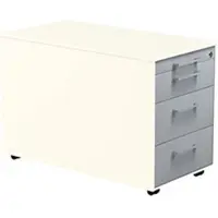 Mauser Schubladencontainer m.Rollen, 520x800mm, 3 Materialschübe,reinweiß/alusilber