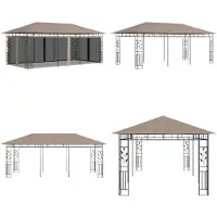 vidaXL Pavillon mit Moskitonetz 6x3x2,73 m Taupe 180 g/m² - Gartenpavillon - Gartenpavillons - Pavillon - Pavillons