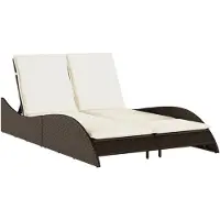 The Living Store Sonnenliege mit Auflagen Braun 114x205x73 cm Poly Rattan