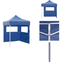 vidaXL Profi-Partyzelt Faltbar mit 2 Seitenwänden 2×2m Stahl Blau - Pavillons & Partyzelte
