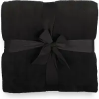 Lumaland Wohndecke Kuscheldecke aus weichem Coral Fleece - 220 x 240 cm - schwarz