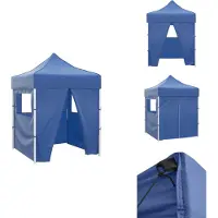 vidaXL Profi-Partyzelt Faltbar mit 4 Seitenwänden 2×2m Stahl Blau - Pavillons & Partyzelte