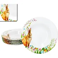 MamboCat 6x Osterfreude Suppenteller 150ml Porzellan 6 Pers. tiefe Teller Pasta Hase bunt