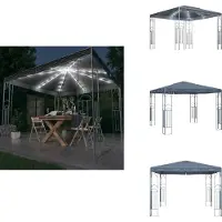 vidaXL Pavillon mit LED-Lichterkette 300x300 cm Anthrazit - Pavillons & Partyzelte