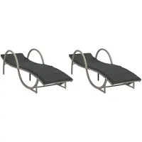 The Living Store Sonnenliegen 2 Stk. mit Auflagen Hellgrau Poly Rattan