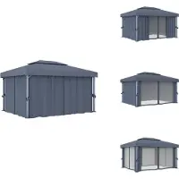 vidaXL Pavillon mit Vorhang 4x3 m Anthrazit Aluminium - Pavillons & Partyzelte