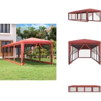 vidaXL Partyzelt mit 10 Mesh-Seitenwänden Rot 3x12 m HDPE - Pavillons & Partyzelte
