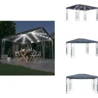 vidaXL Pavillon mit LED-Lichterkette 400x300 cm Anthrazit - Pavillons & Partyzelte