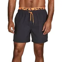 Jack & Jones Badehose Herren lang Badeshorts Doppelter Bund MAUI JJSWIM Shocking Orange 3XL
