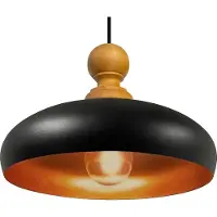 Bamyum Androa Pendellampe Holz 40 cm Lampe 1-flammig Esszimmerlampe Industrial , Deckenleuchte Innen Metall Industrielampe Vintage, Küchenlampe - Schwarz
