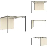 vidaXL Gartenpavillon mit Seitenvorhang 4x3x2,25 m Creme - Pavillons & Partyzelte