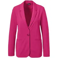 Goldner Kurzgröße: Damenblazer mit Reverskragen und Paspeltaschen in pink | Gr.: 23