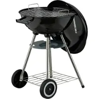 Relaxdays Kugelgrill, Ø 44 cm, Grillrost, Grillkugel mit Ascheschale, Holzkohlegrill mit Rädern, BBQ Griller, schwarz