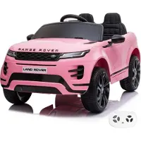 Vrooomy Range Rover Evoque Kinder Elektroauto 12V (1–6 Jahre) – Offiziell Lizenziert Land Rover SUV, mit 2.4G Fernbedienung, EVA-Reifen & Ledersitz – Kinder Elektroauto Rosa