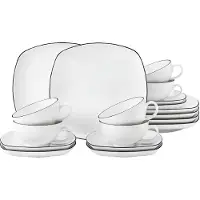 Seltmann Teeservice "Geschirr-Set Lido Black Line", (Set, 18 tlg.), Tassen, Untertassen, Teller 18 Teile, für 6 Personen, Made in Germany
