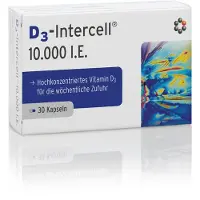 Intercell-Pharma GmbH D3-Intercell 10000 I.E. Kapseln hochkonzentriertes Vitamin D3 für die wöchentliche Zufuhr, 30 St. Kapseln
