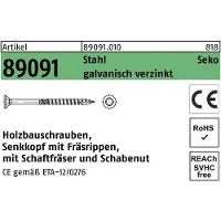 Industrial Quality Supplies Holzbauschraube R 89091 SEKO Innensechsrund 10 x 160 -T40 Stahl galvanisch verzinkt