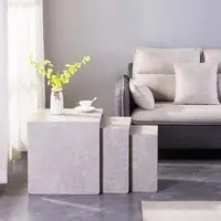 HOME DELUXE Beistelltisch IRIMA – 3er SetMarmor Beige