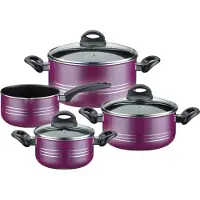 GSW Topf-Set "Milano color" Set, je 1 Kochtopf Ø 16/20/24 cm, 1x Stielkasserolle Ø 16 cm, 7 Stk. tlg. Aluminium Leichtmetall-Legierung