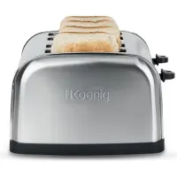 H.Koenig Toaster 4 Scheiben TOAS14 Brotschlitze, Vintage, Edelstahl, 7 Bräunungsstufen, Auftauen, Schnell und gleichmäßig, Brot und Gebäck, Einfache Reinigung, 1500 W, Silver…