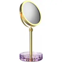 DECOR WALTHER Make-up Spiegel Kristall KSA mit Schälchen Violett Matt Gold 24 Karat (4x + 1x Vergrößerung)