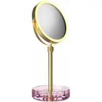 DECOR WALTHER Make-up Spiegel Kristall KSA Mit Schälchen Rosa Matt Gold 24 Karat (4x + 1x Vergrößerung)