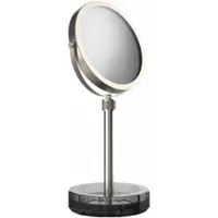 DECOR WALTHER Make-up Spiegel Kristall KSA mit Schälchen Anthrazit Satiniert Nickel (4x + 1x Vergrößerung)