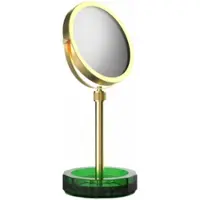 DECOR WALTHER Make-up Spiegel Kristall KSA Mit Schälchen Grün Matt Gold 24 Karat (4x + 1x Vergrößerung)