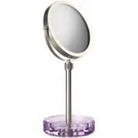 DECOR WALTHER Make-up Spiegel Kristall KSA mit Schälchen Violett Satiniert Nickel (4x + 1x Vergrößerung)